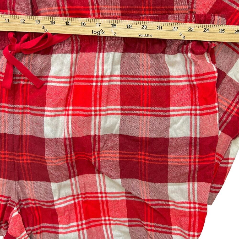 NWOT PJ Set Boxy Plaid Flannel Oversized Cozy Comfy Red Cream Plus Size 3x - Picture 8 of 9